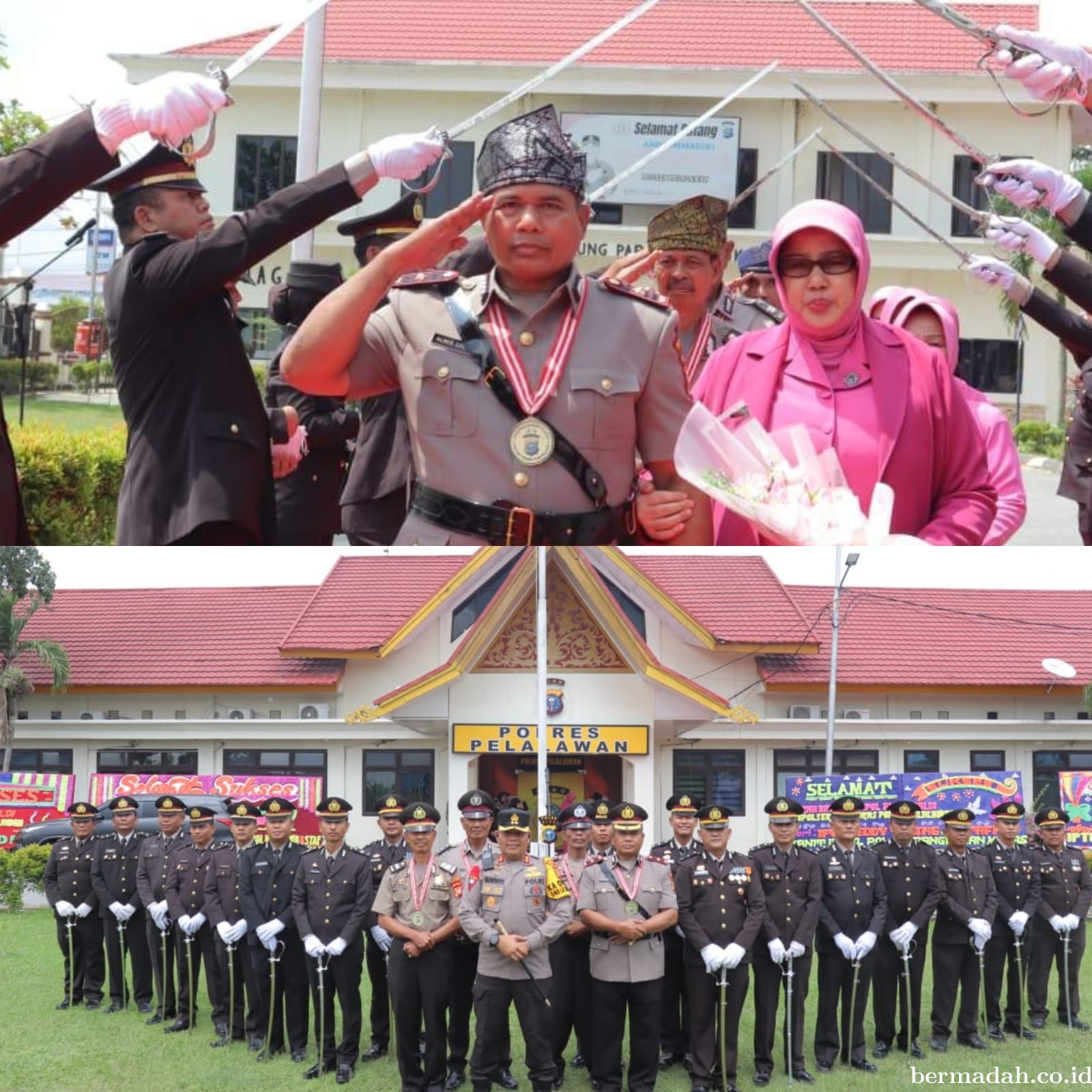 Kapolres Pelalawan Pimpin Pelepasan Purna Bakti dan Pengantar Tugas Personel Polres Pelalawan
