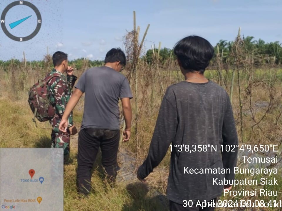 Penanggulangan Karhutla di lintas Wilayah Koramil 06/PWK Sabak Auh, Selasa 30 April