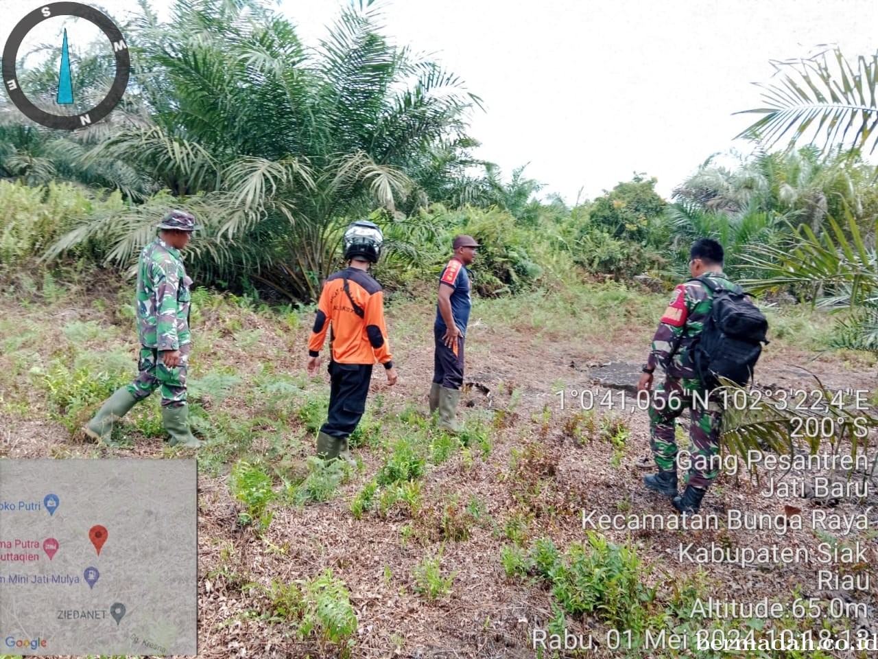Penanggulangan Karhutla di lintas Wilayah Koramil 06/PWK Sabak Auh, Rabu 1 Mei