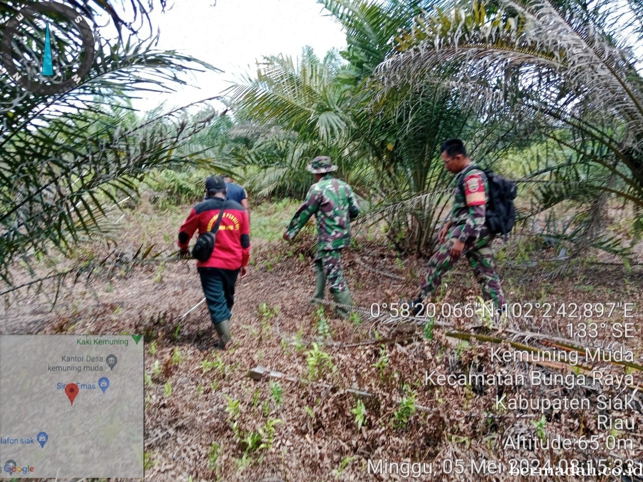 Penanggulangan Karhutla di lintas Wilayah Koramil 06/PWK Sabak Auh, Minggu 5 Mei