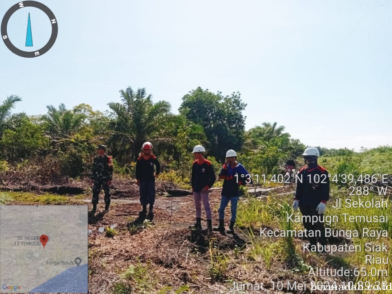 Penanggulangan Karhutla di lintas Wilayah Koramil 06/PWK Sabak Auh, Jumat 10 Mei