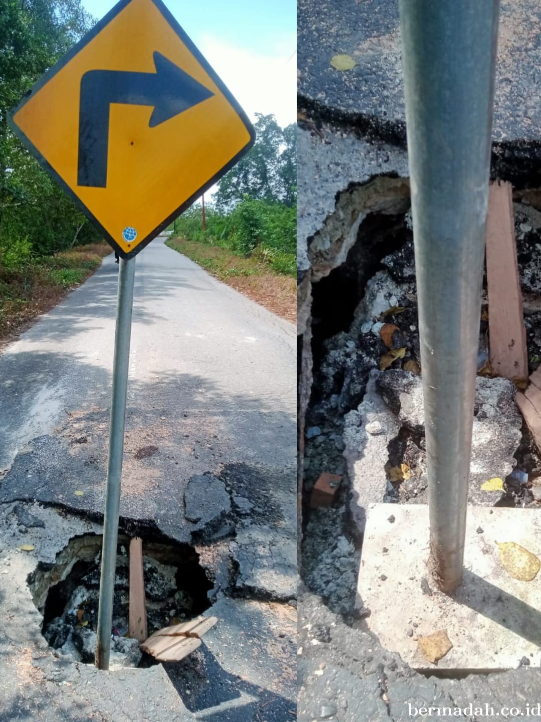 Aneh! Di Tengah Jalan Kampung Lalang Ada Rambu-Rambu