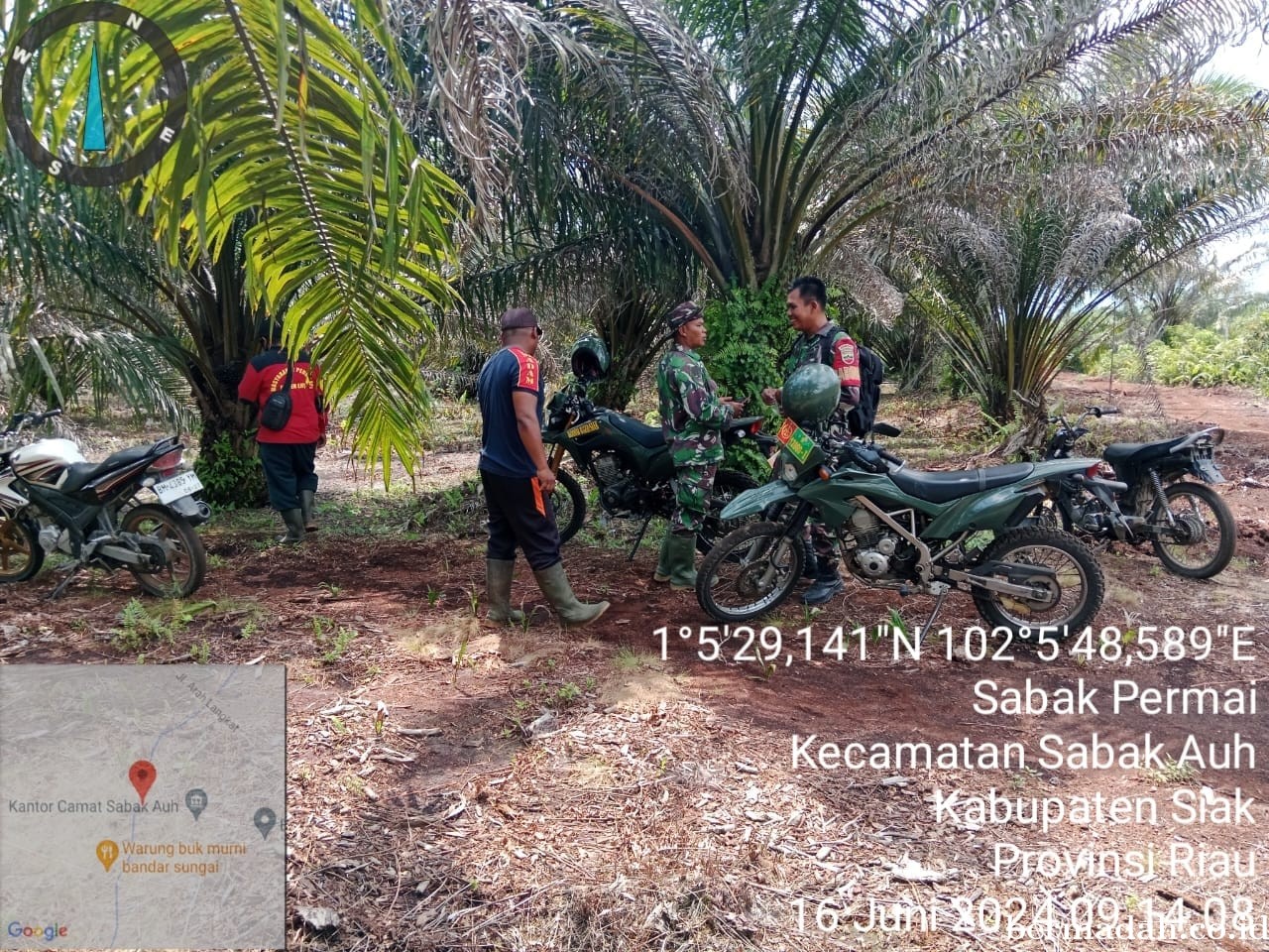 Penanggulangan Karhutla di lintas Wilayah Koramil 06/PWK Sabak Auh, Minggu 16 Juni