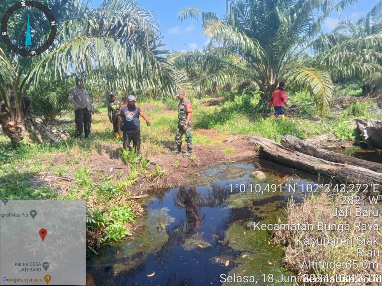 Penanggulangan Karhutla di lintas Wilayah Koramil 06/PWK Sabak Auh, Selasa 18 Juni