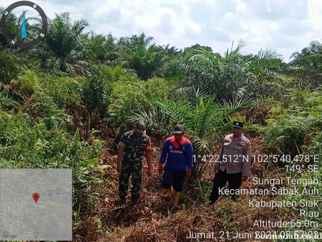 Penanggulangan Karhutla di lintas Wilayah Koramil 06/PWK Sabak Auh, Jumat 21 Juni