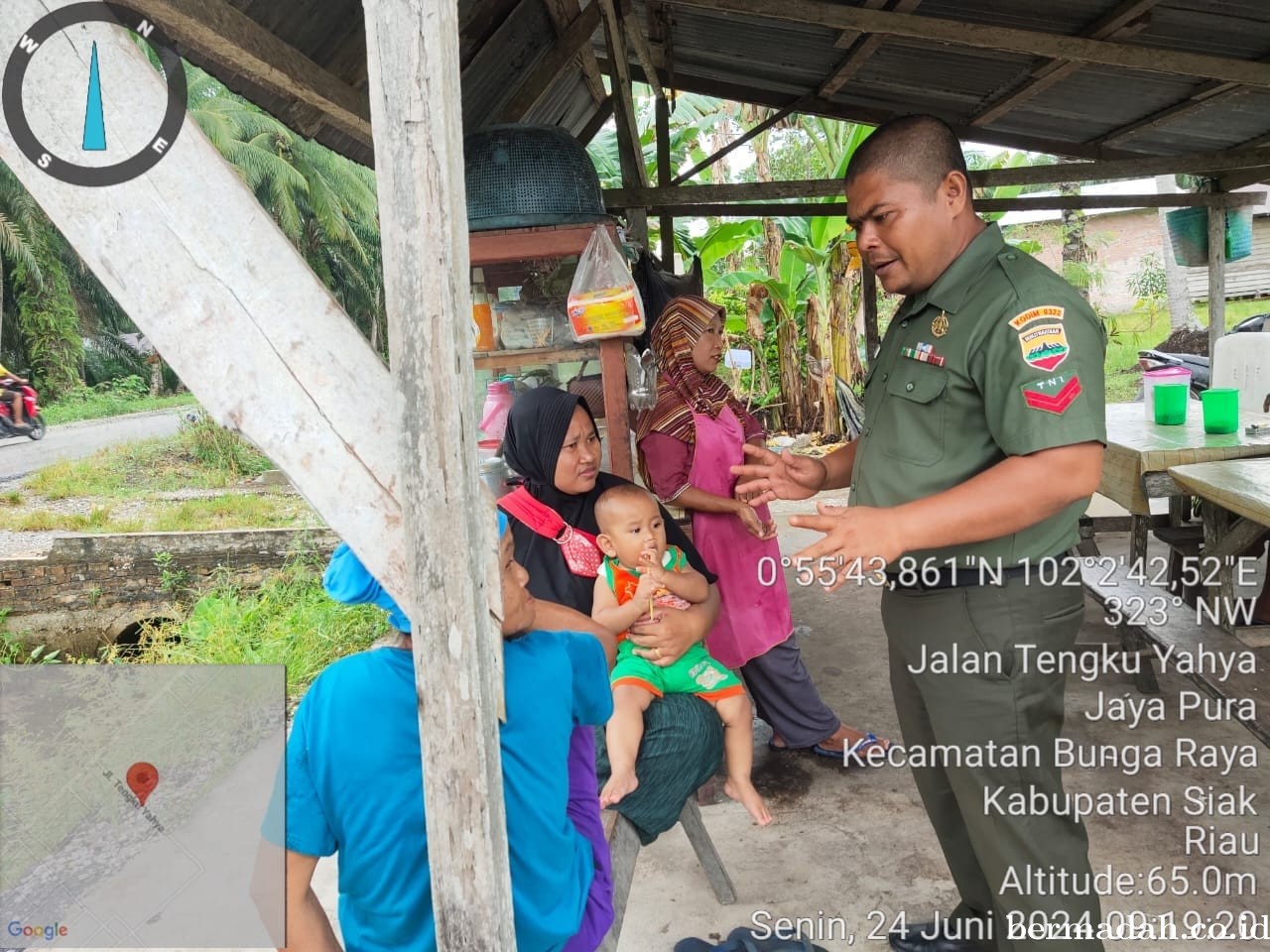 Senin 24 Juni Koramil 06/Pwk Sabak Auh Pengecekan anak stunting di Kampung Sungai Tengah