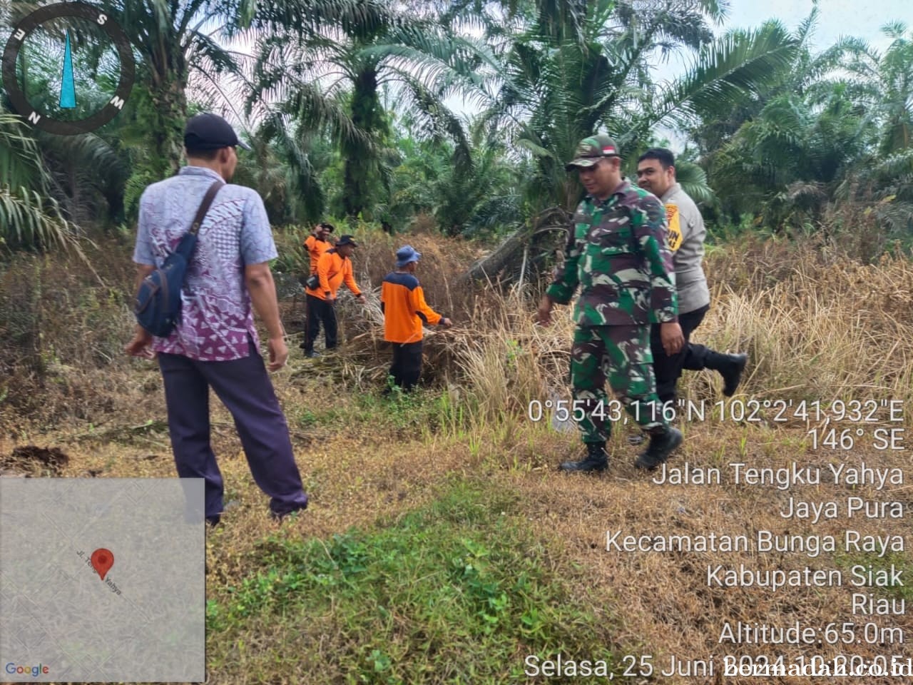 Penanggulangan Karhutla di lintas Wilayah Koramil 06/PWK Sabak Auh, Selasa 25 Juni