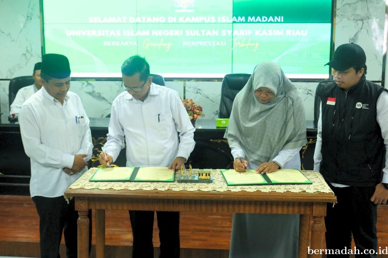 IZI Perwakilan Riau - UIN Suska Riau Teken MoU Pengelolaan Infaq, Sedekah, Beasiswa Mahasiswa Tahfiz