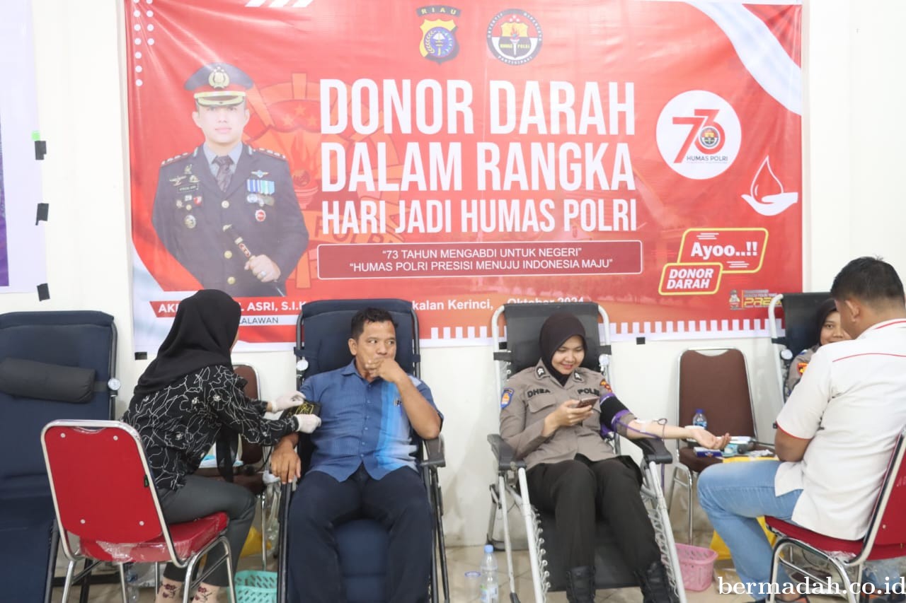 Polres Pelalawan Gelar Donor Darah dalam Rangka Hari Jadi Humas Polri ke-73