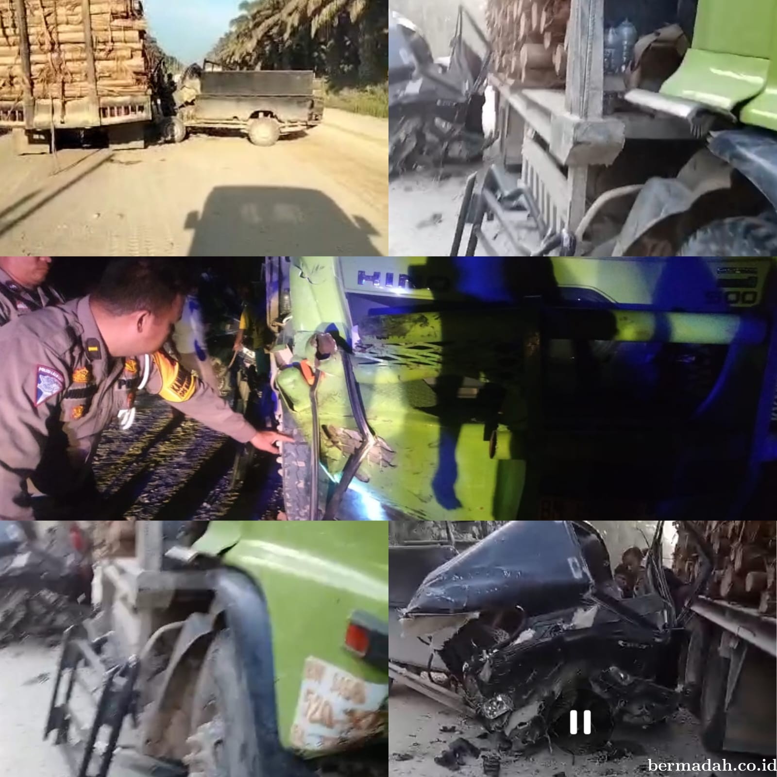 Tragis! Kecelakaan Maut di Langgam, Pengemudi Pick Up Tewas Setelah Bertabrakan dengan Truk Balak