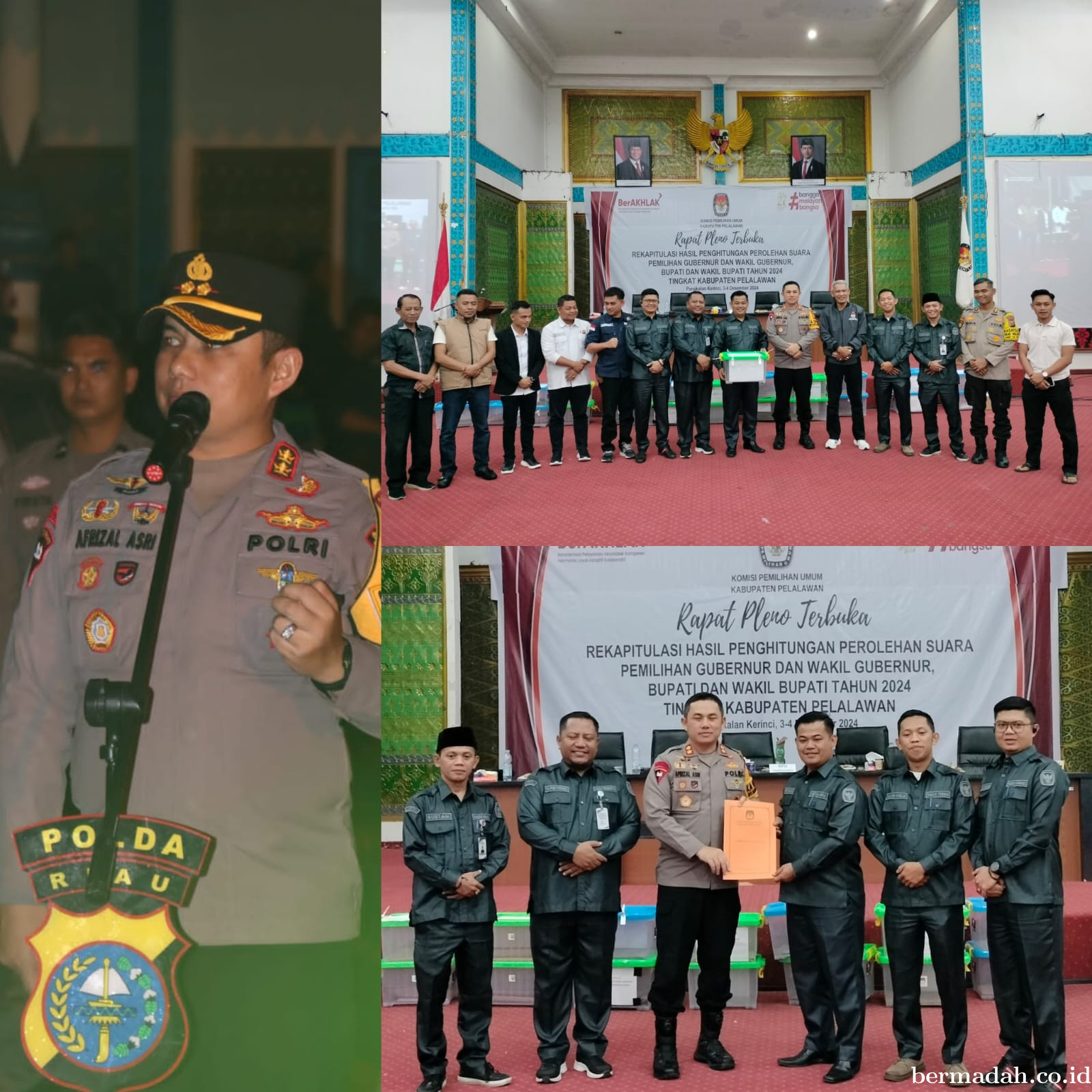 Ratusan Personel Gabungan Amankan Rapat Pleno Terbuka Rekapitulasi Suara Pilkada Pelalawan 2024