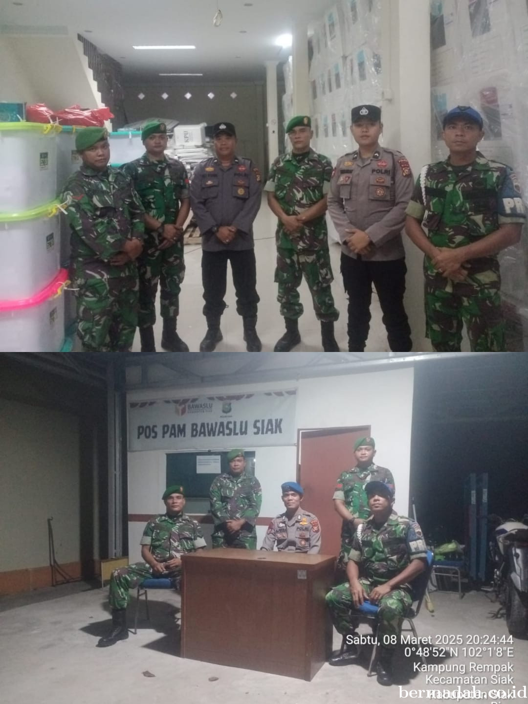 Personel Siaga Kodim 0322/Siak Rutin Patroli Keamanan ke KPU, Bawaslu, dan Gudang Logistik Pilkada