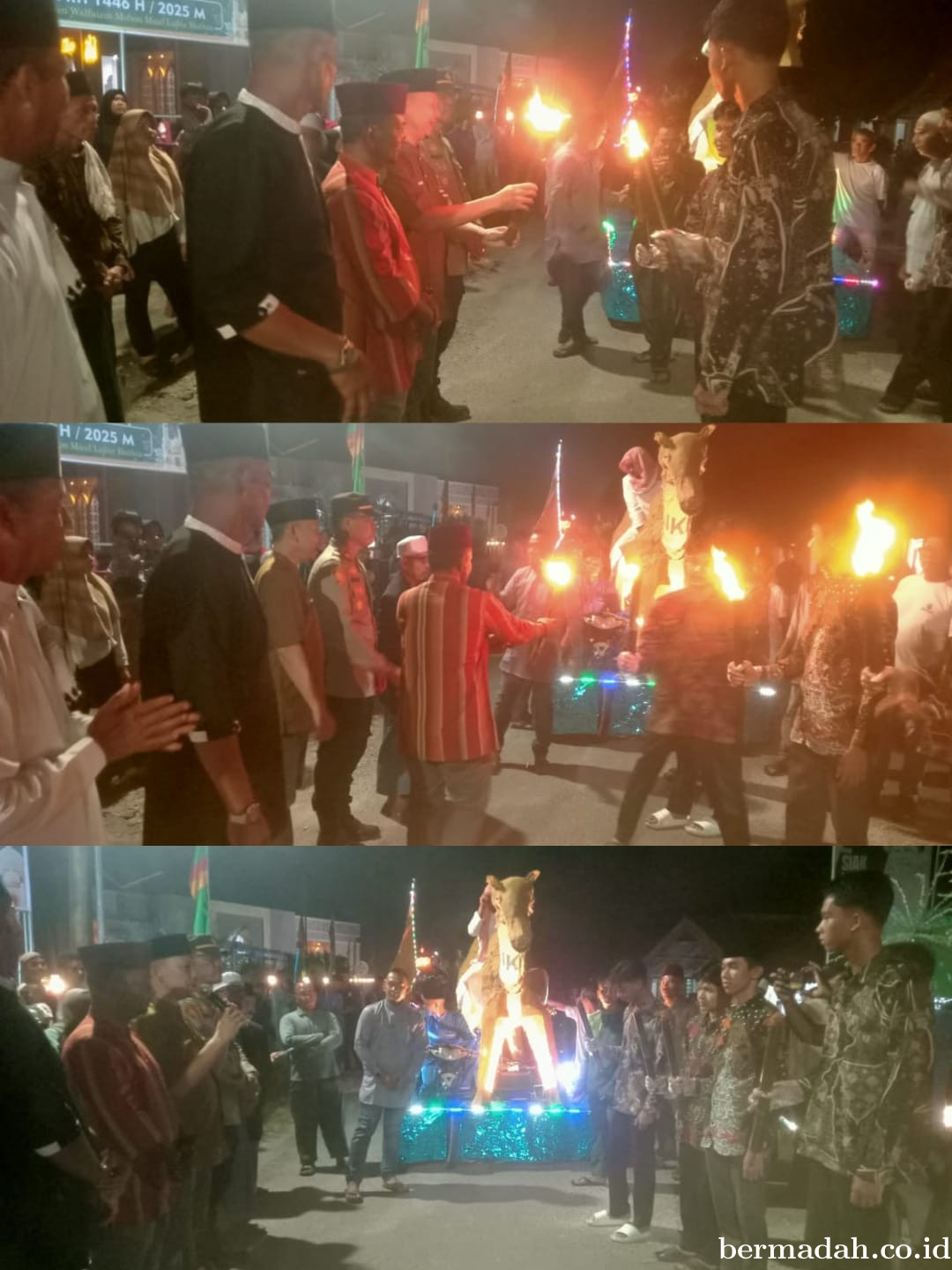 Camat Sungai Apit Lepas Arakan Lampu Obor Kelilingi Kota Sungai Apit