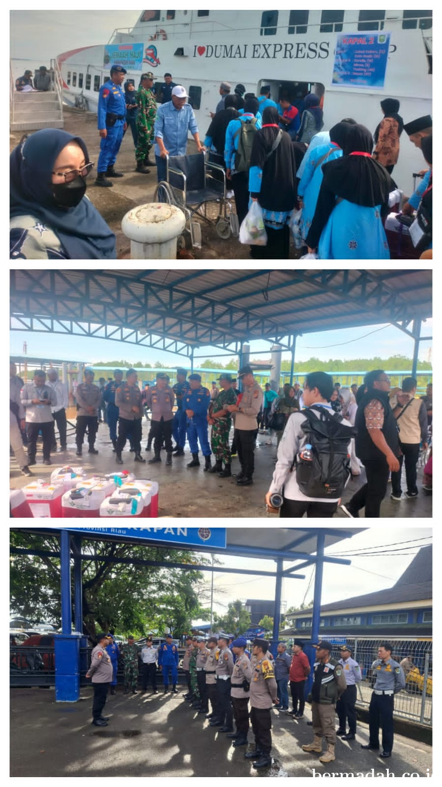 Hari ini, Giat Apel dan Pengamanan Pemberangkatan Calon Jamaah Haji Kloter 11 Kabupaten Siak