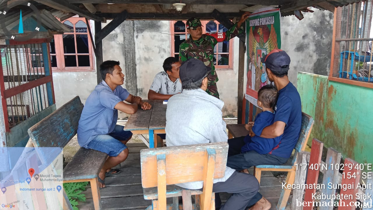 Selasa 27 Mei, Babinsa Koramil 02/SA Komsos dan Sosialisasi tentang Nilai-Nilai Pancasila