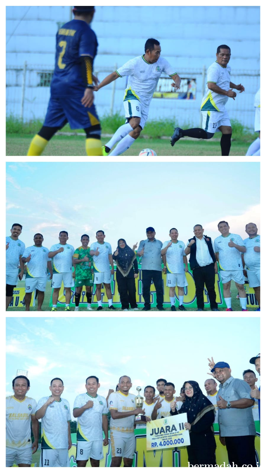 Dandim 0322/Siak Hadiri Penutupan Turnamen Sepak Bola U-40 dan Laga Eksibisi DPRD vs Forkopimda Siak