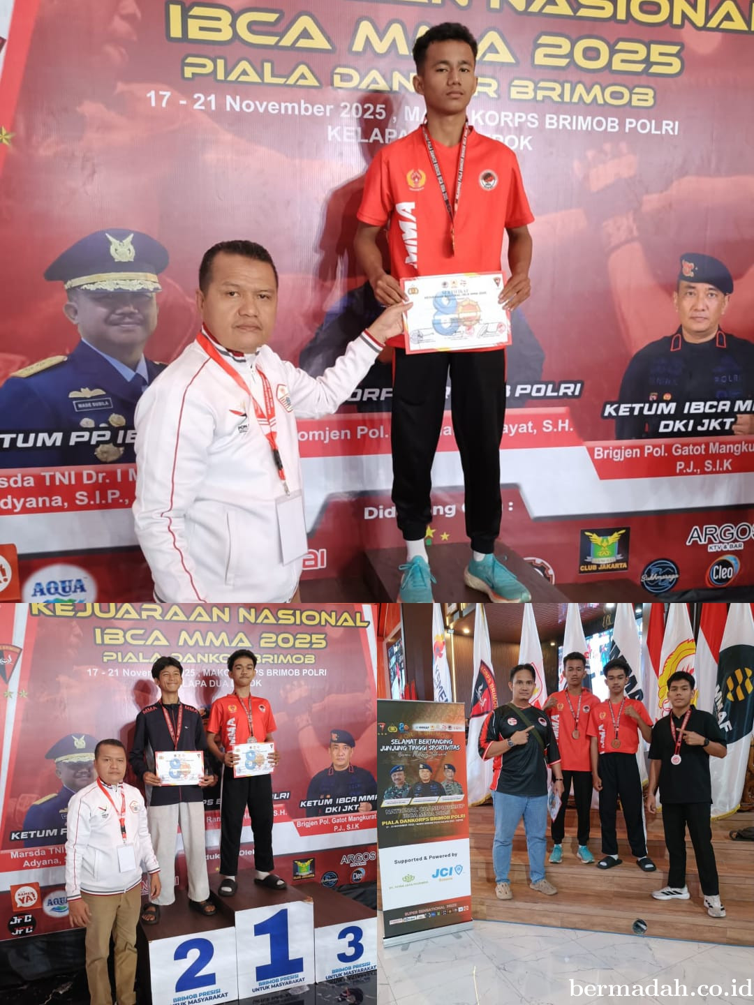 Tiga Atlet MMA Siak Raih Medali di Kejurnas Dankor Brimob di Depok, KONI  Beri Selamat