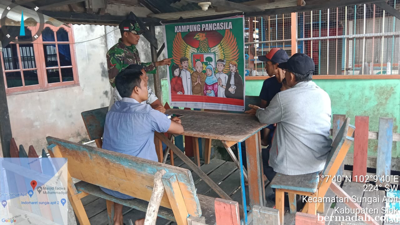 Kamis 8 Januari, Babinsa Koramil 02/SA Komsos dan Sosialisasi tentang Nilai-Nilai Pancasila