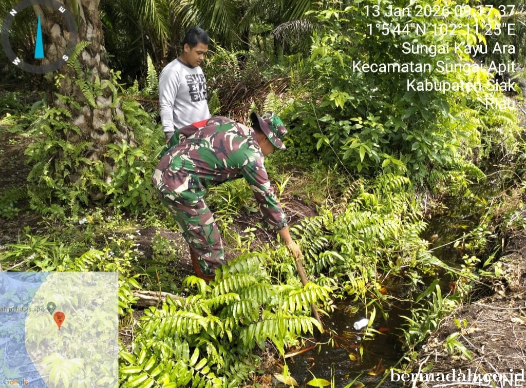 Penanggulangan Karhutla di Wilayah Koramil 02/Sungai Apit, Selasa 13 Januari