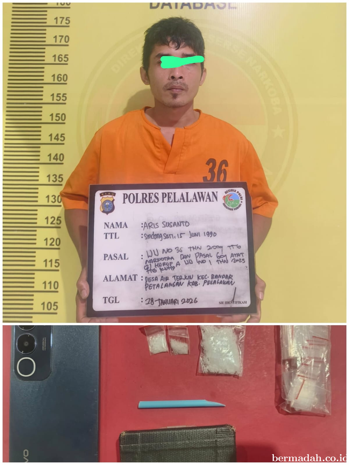 Transaksi Sabu di Pos Sekuriti PT Serikat Putra Digagalkan, Polres Pelalawan Amankan Tersangka