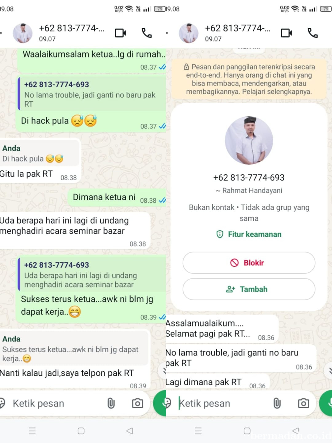 Waspada Penipuan WhatsApp, Pelaku Catut Nama dan Foto Rahmat Handayani di Pekanbaru
