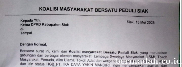 Koalisi Masyarakat Bersatu Peduli Siak Desak DPRD Siak Hearing Pihak PT IKadaya Yakin Mandiri