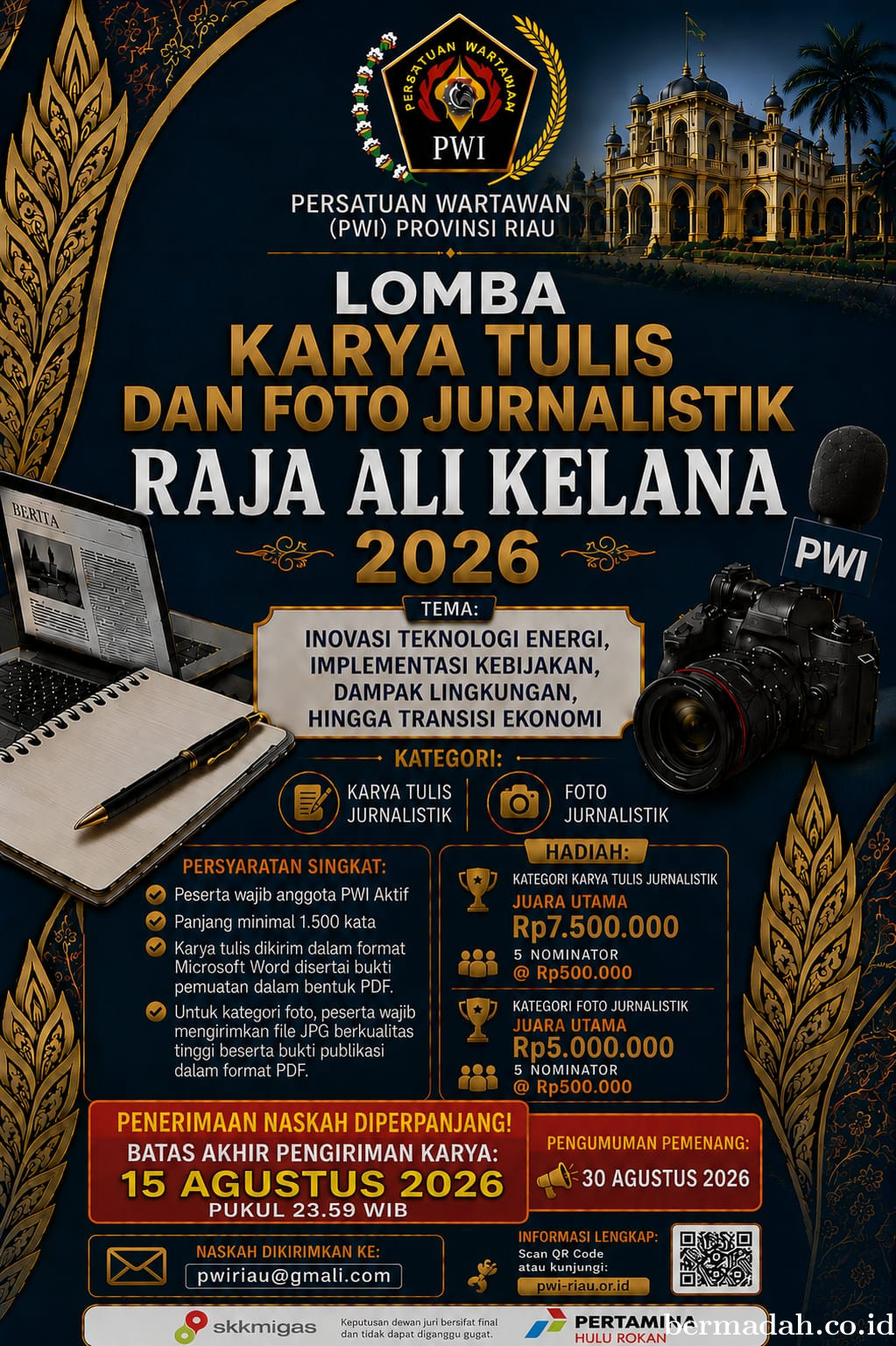 PWI Riau Perpanjang Lomba Raja Ali Kelana 2026