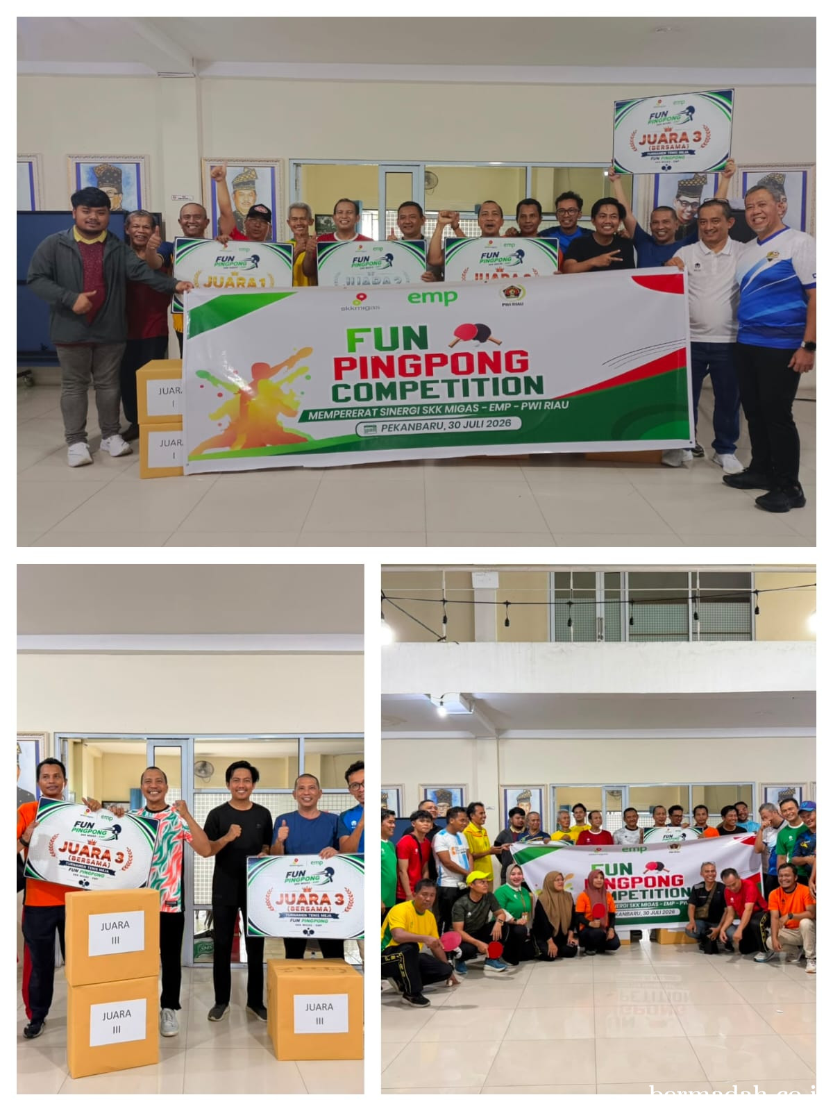 Turnamen Persahabatan Tenis Meja PWI Riau, SKK Migas Sumbagut dan EMP Bentu Perkuat Sinergi
