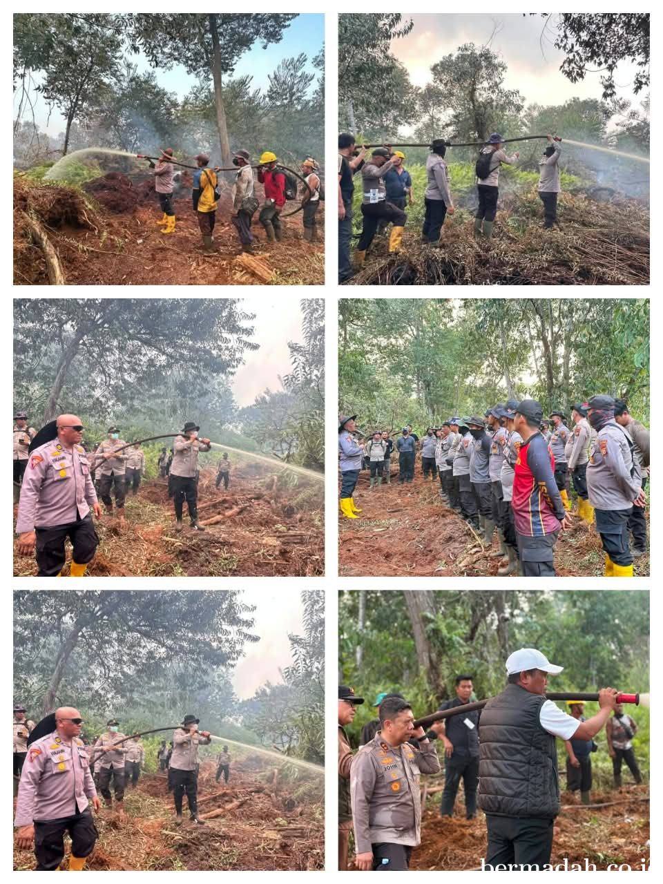 Kapolres John Louis Letedara dan Bupati Zukri Turun Langsung Padamkan Karhutla di Kerumutan