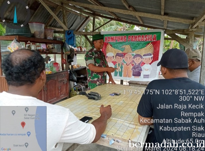 Senin 11 Maret, Babinsa Koramil 06/Sabak Auh, Sosialisasi, ajak warga Aktifkan Siskamling