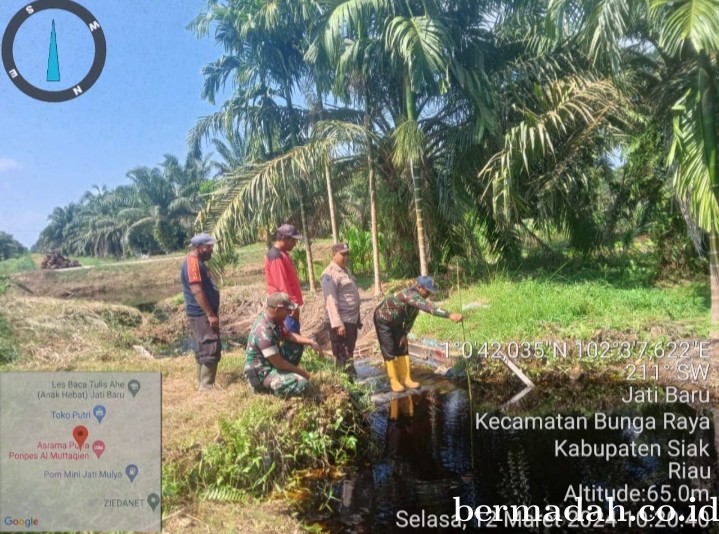 Penanggulangan Karhutla di lintas Wilayah Koramil 06/PWK Sabak Auh Selasa 12 Maret