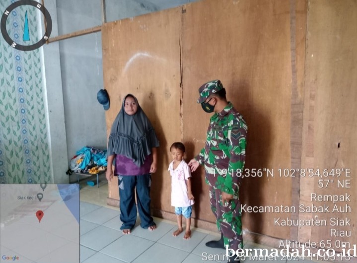 Senin 25 Maret 2024 Anggota Koramil 06/Pwk Sabak Auh Laksanakan pengecekan anak stunting