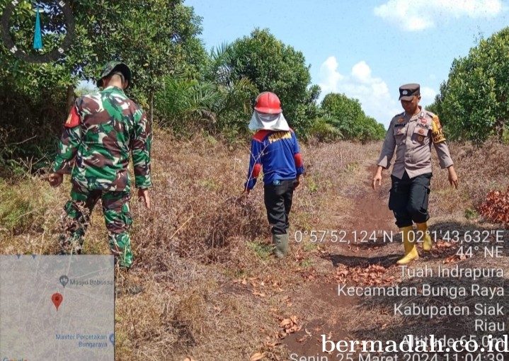 Penanggulangan Karhutla di lintas Wilayah Koramil 06/PWK Sabak Auh, Senin 25 Maret