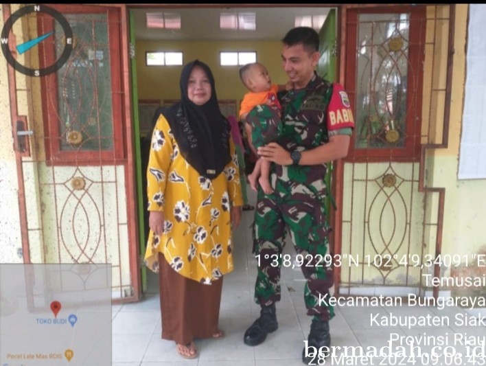 Kamis 28 Maret, Anggota Koramil 06/Pwk Sabak Auh Laksanakan pengecekan anak stunting