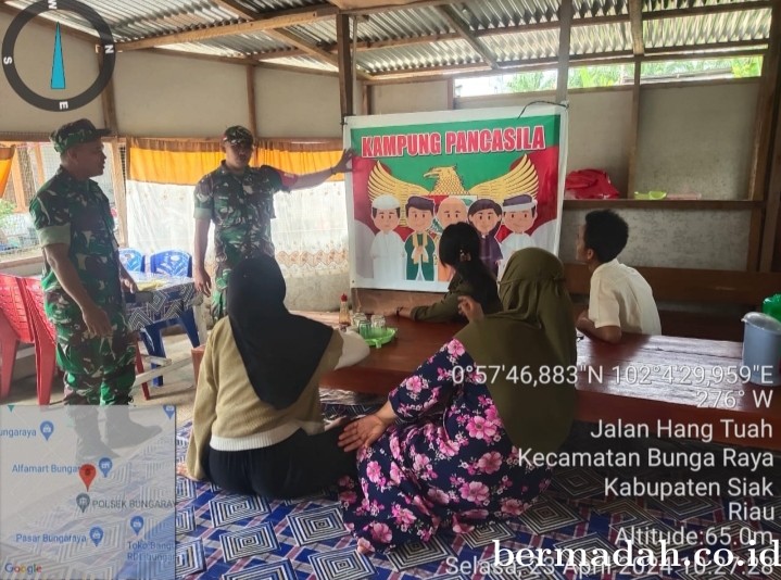 Selasa 23 April, Babinsa Koramil 06/Sabak Auh Sosialisasi, Ajak warga Amalkan Nilai-Nilai Pancasila