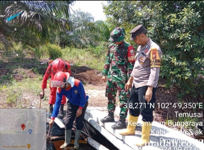 Penanggulangan Karhutla di lintas Wilayah Koramil 06/PWK Sabak Auh, Selasa 23 April