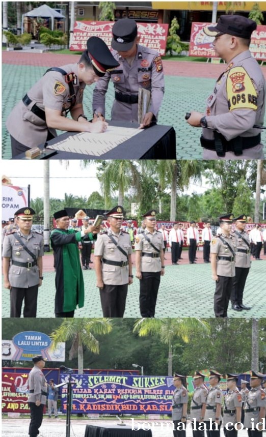 Kapolres Siak Pimpin Upacara Sertijab Kasat Reskrim dan Kapolsek Tualang