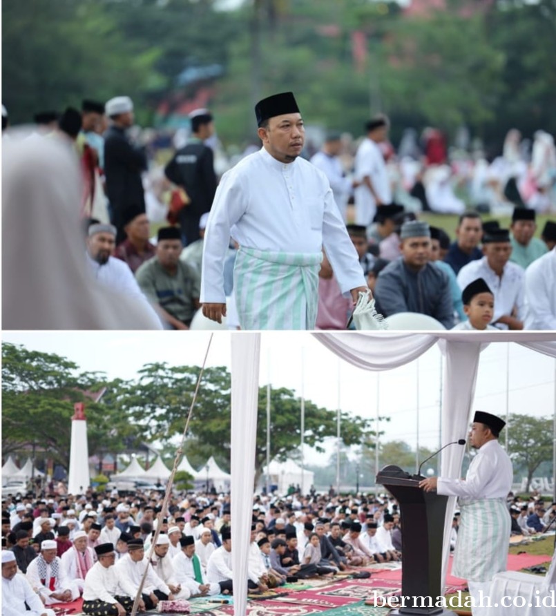 Wabup Husni dan Masyarakat Siak Salat Iduladha 1445 Hijriah di Lapangan Tugu Siak