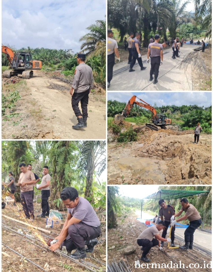 Hari Kedua, Jembatan Presisi Polri Kampung Melati Terus Dikebut