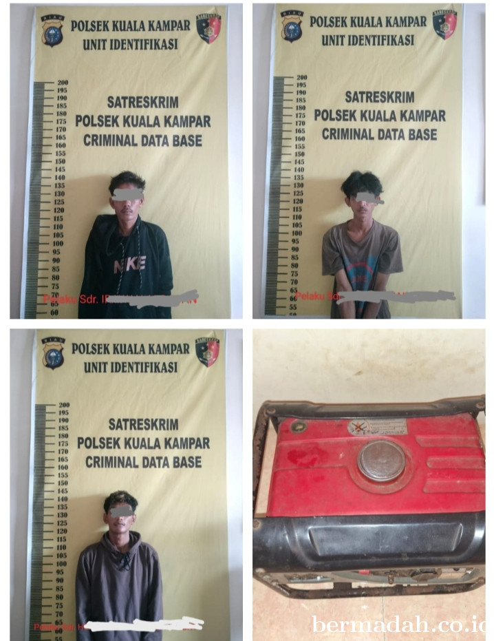 Tiga Pelaku Pencurian Dibekuk Polsek Kuala Kampar